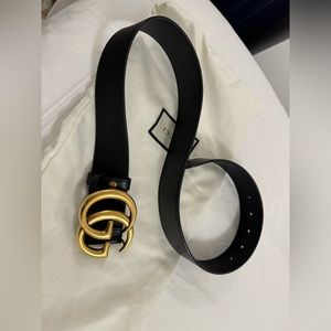 GUCCI Leather Belt With Double G Buckle - Size 75